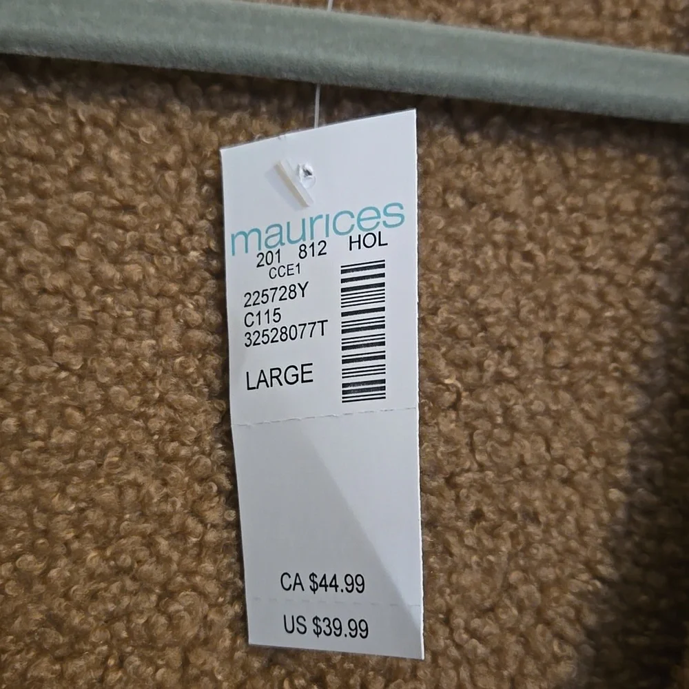 Maurices Womens Cozy Faux-Shearling Vest in Camel Sz L - Picture 5 of 9